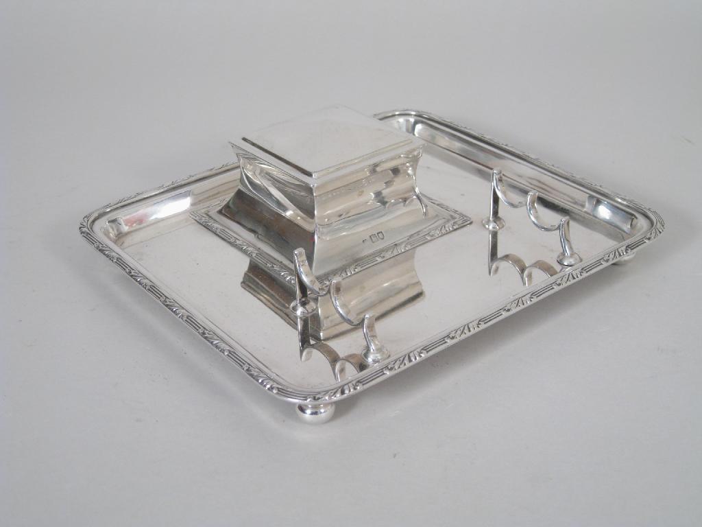 Appraisal: An Edward VII square Inkstand with central hinged ink compartment