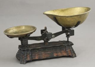 Appraisal: Brass and Cast Iron Double Beam Store Balance Scal Brass