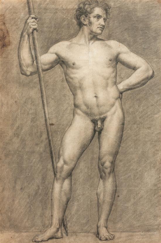 Appraisal: Sale Lot Artist Unknown Early th century Nude Male charcoal