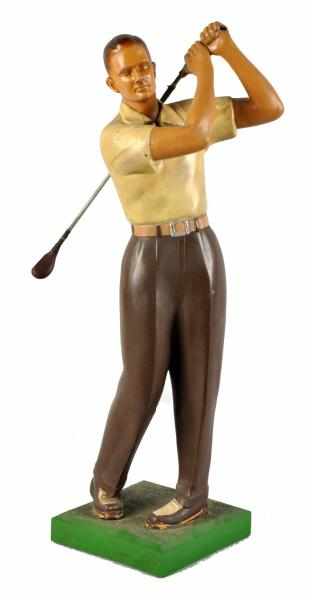 Appraisal: Hard Rubber Wood Statue of Man in Golf Swing Description