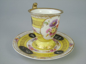 Appraisal: A Paris Dihl factory cup and saucer French th century