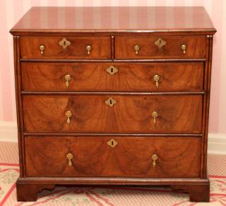 Appraisal: ENGLISH BURL WALNUT AND WALNUT CHEST OF DRAWERS ENGLISH BURL