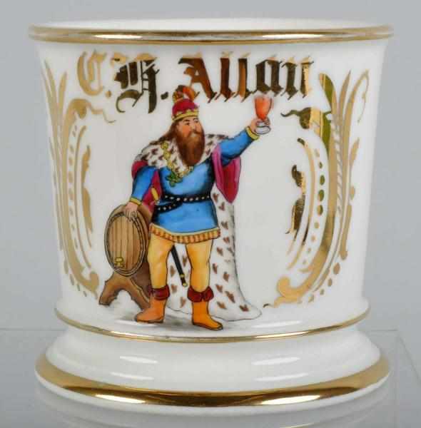 Appraisal: Beer Meister Shaving Mug Description Gilt name C G Allan