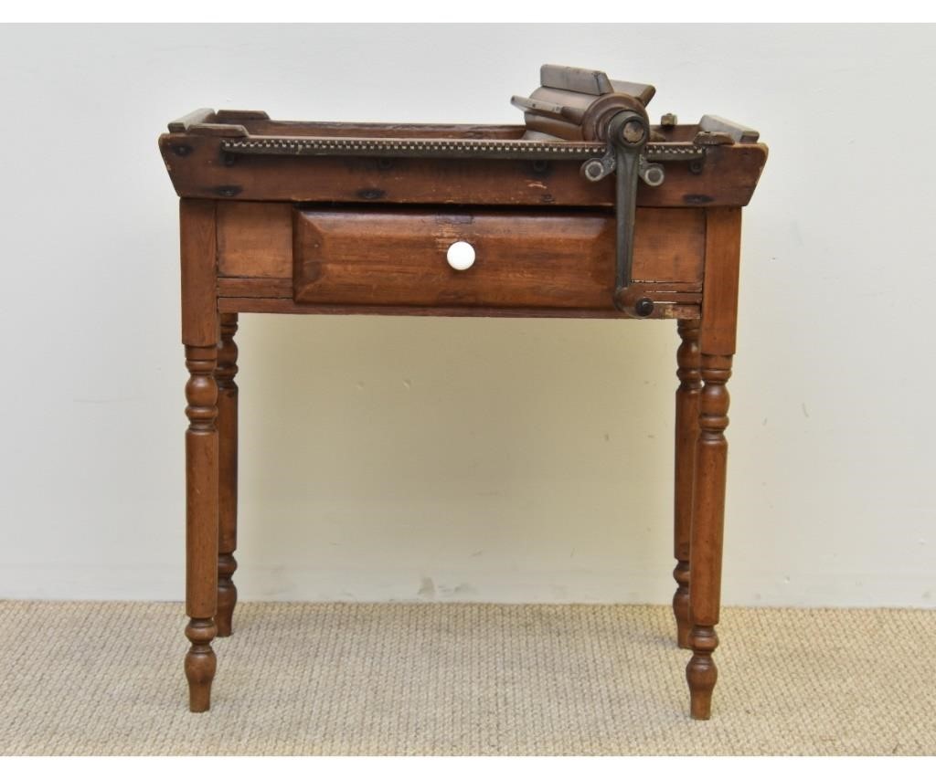 Appraisal: An original stenciled Philadelphia butter worker of mixed hardwoods with