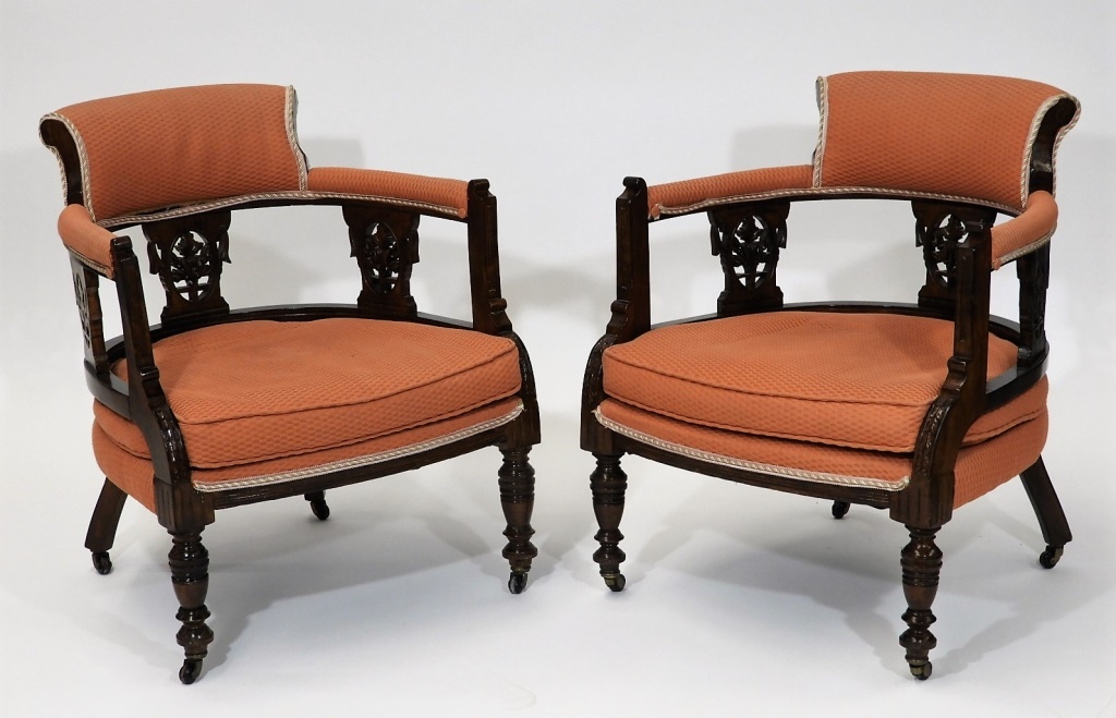 Appraisal: PR VICTORIAN AESTHETIC CARVED WALNUT SIDE CHAIRS United States C