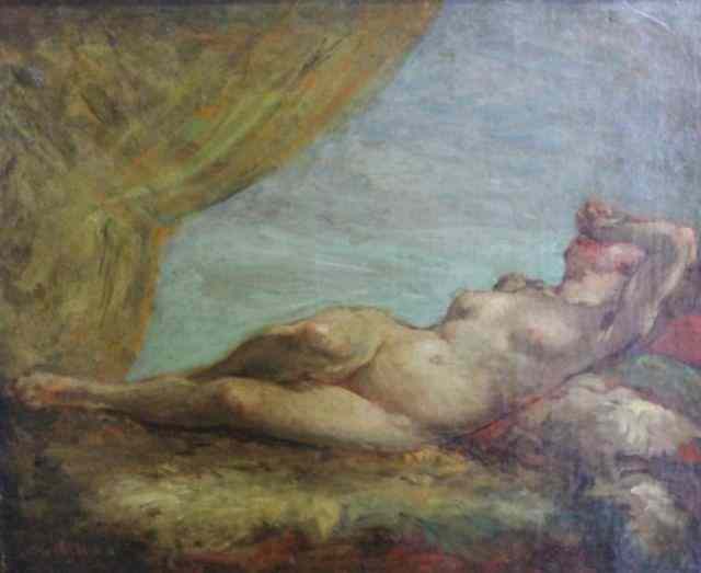 Appraisal: TILLOT C Oil on Canvas of a Reclining Nude Charles