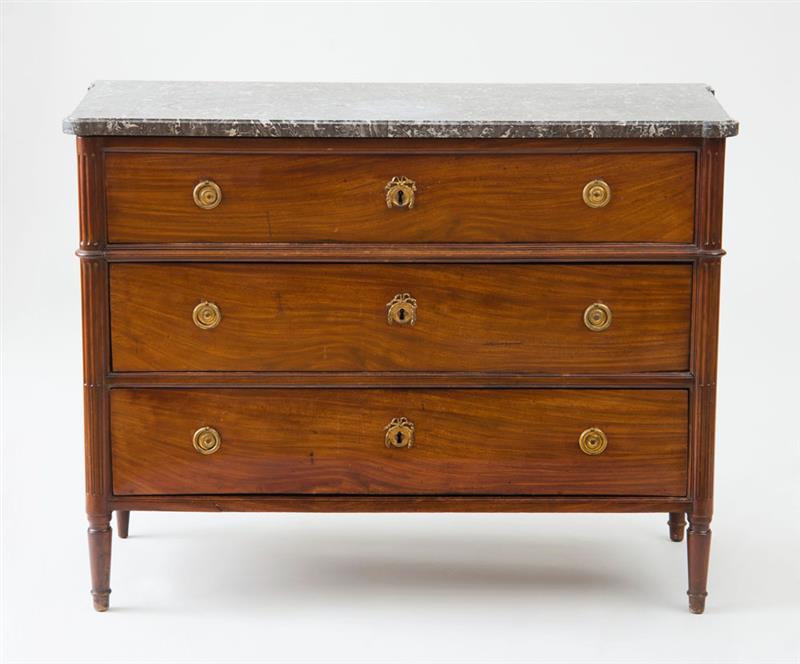 Appraisal: LOUIS XVI ORMOLU-MOUNTED MAHOGANY COMMODE STAMPED L MARTINE x x