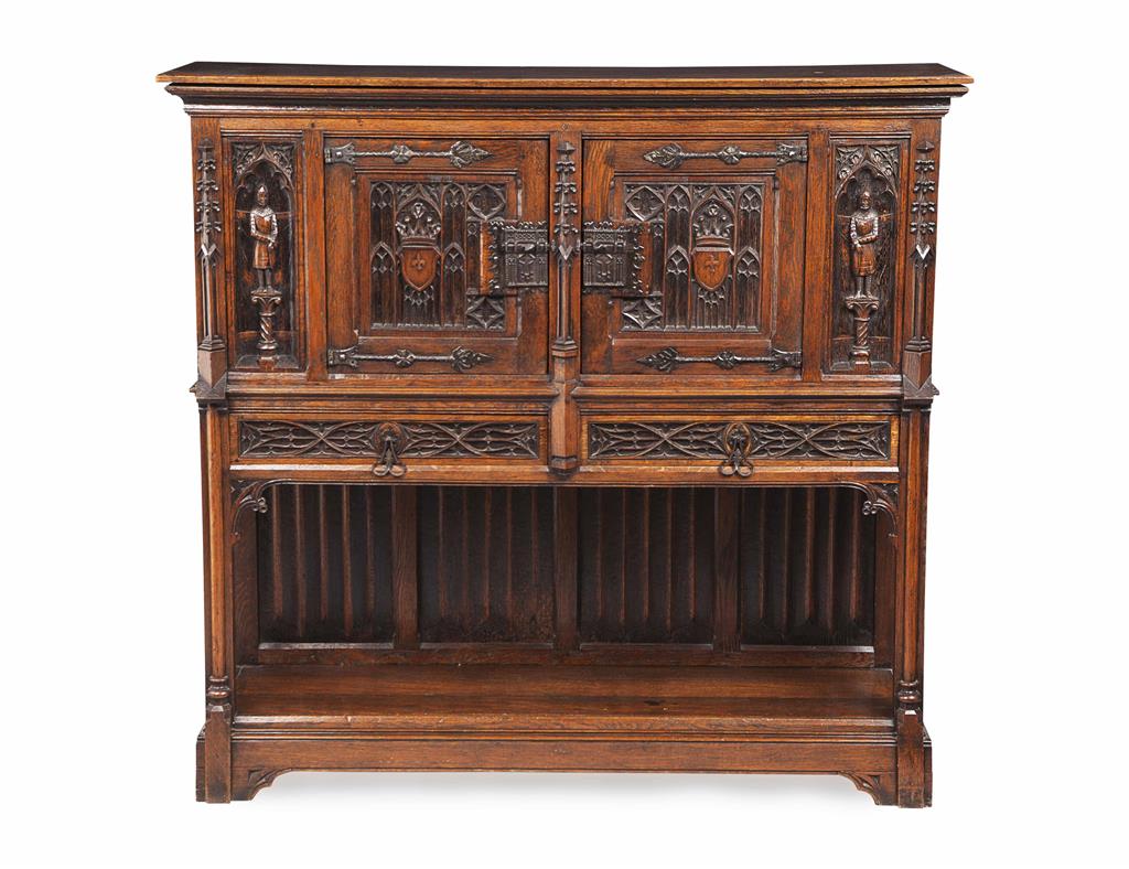 Appraisal: FRENCH GOTHIC STYLE OAK AUMBRY LATE TH CENTURY the plain