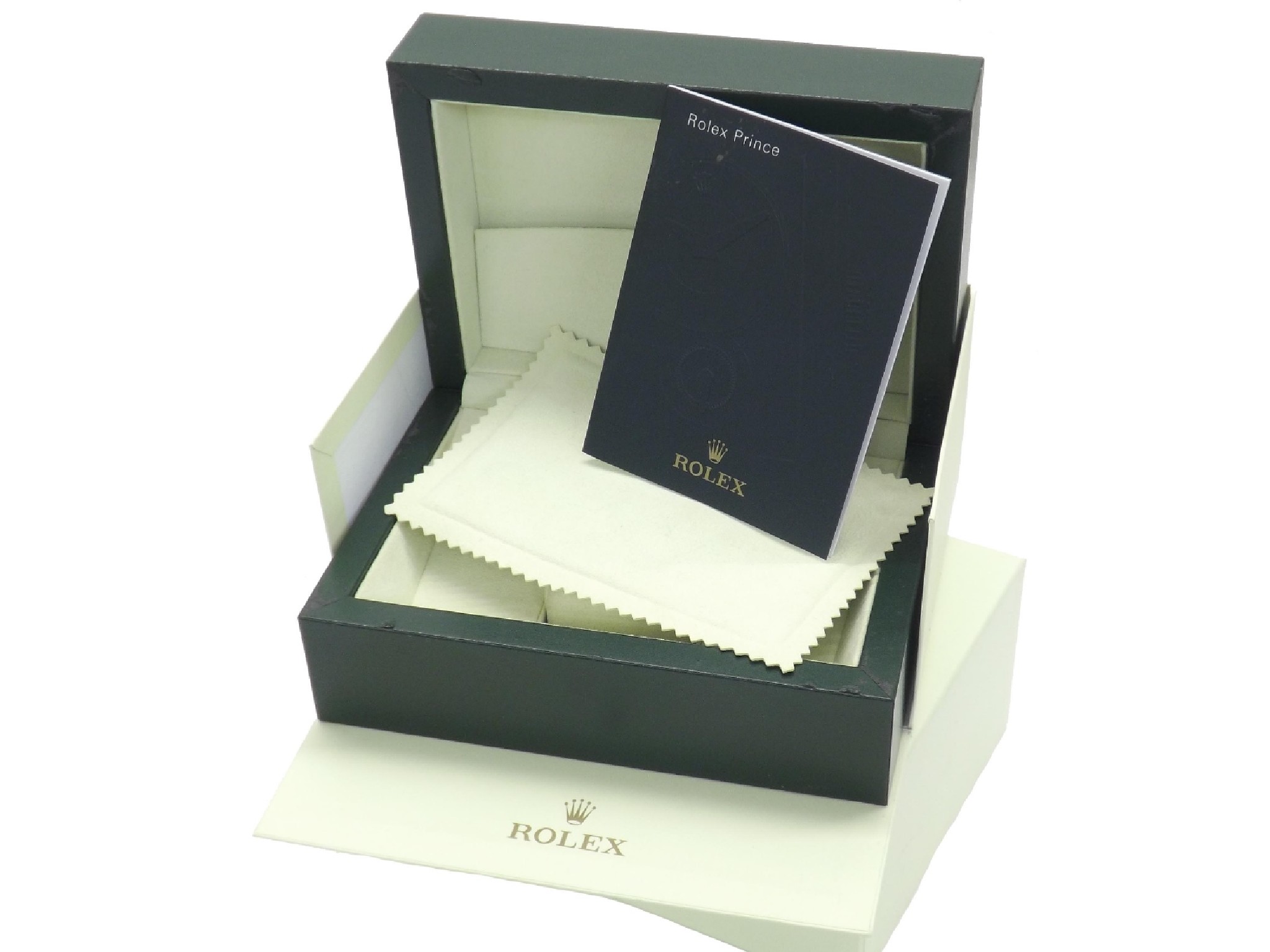 Appraisal: Green Rolex watch box with outer cardboard cover and sleeve