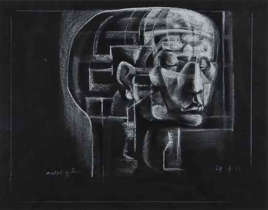 Appraisal: Michael Ayrton - Untitled Head of a Man chalk and