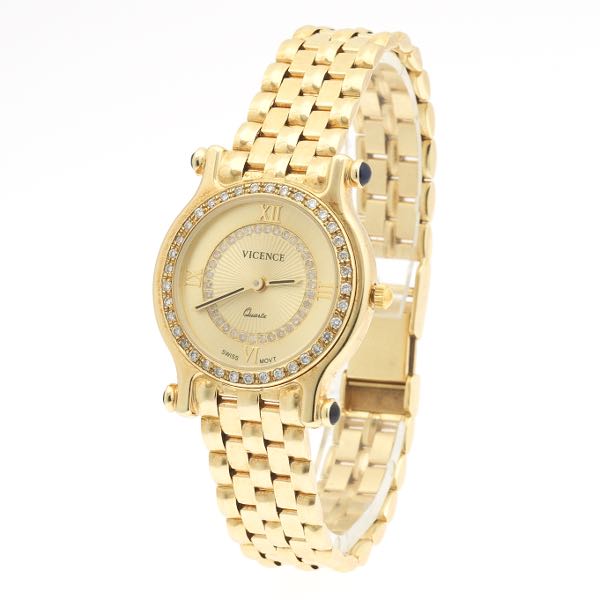 Appraisal: VICENCE SWISS K GOLD AND DIAMOND WATCH Diamond dial and