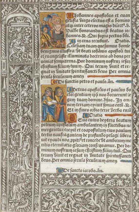 Appraisal: BOOK ILLUMINATION -Page from the Livre d'heures l'usage de Rome