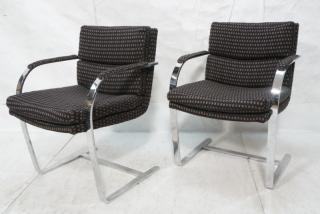 Appraisal: Pr PREVIEW Heavy Wide Chrome Arm Lounge Chairs B Pr