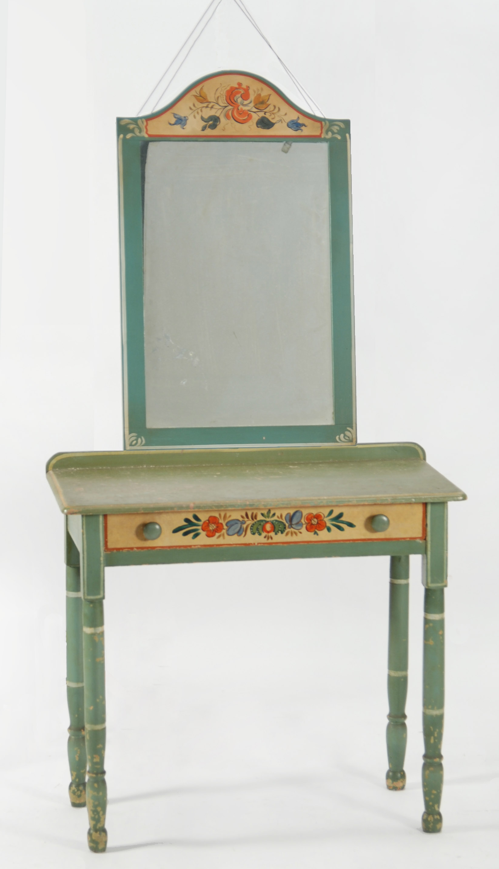 Appraisal: PAINTED ONE-DRAWER VANITY Late th CenturyDecorated by Axel Farham of