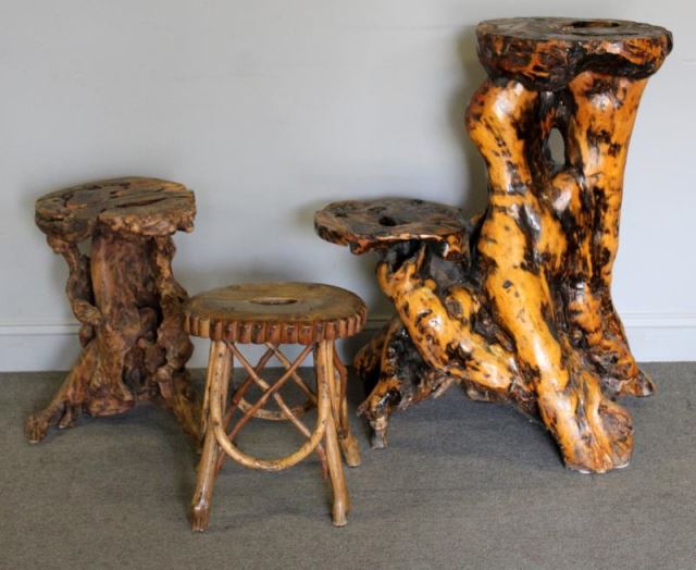 Appraisal: Pieces of Rustic Tree Furniture From a Lake George NY