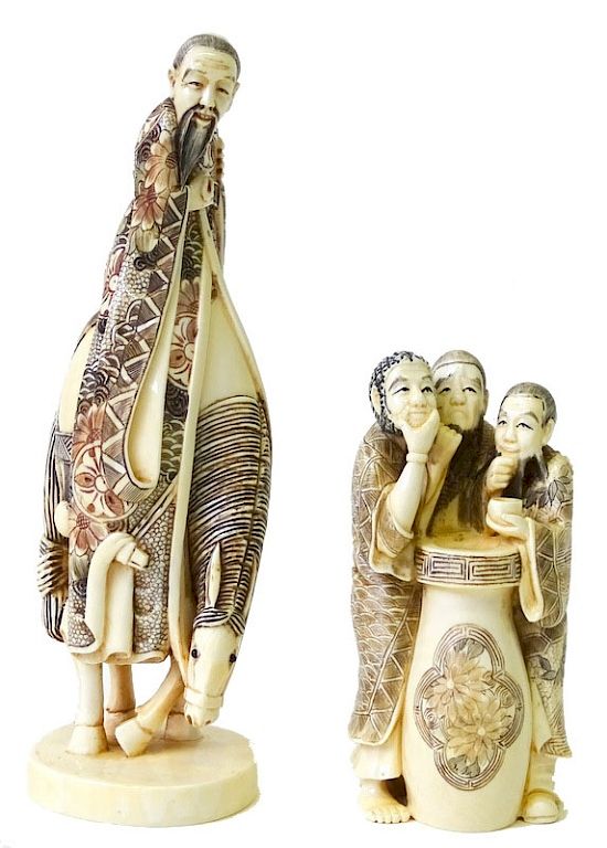 Appraisal: Chinese Carved Figures Chinese Ivory Carved Figures Chinese Carved Figures