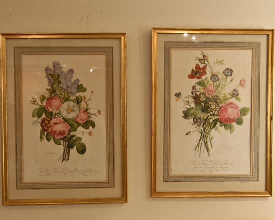 Appraisal: Pair of Floral Prints T L Prevost Framed H x