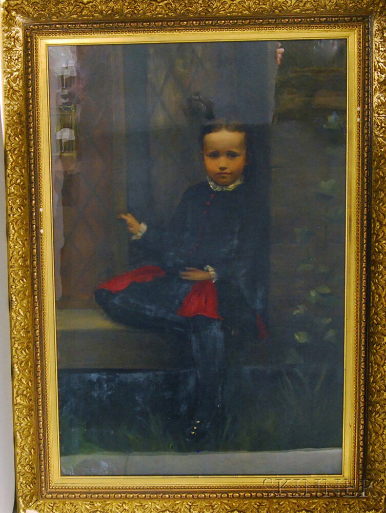 Appraisal: American School th Century Portrait of a Seated Girl Unsigned