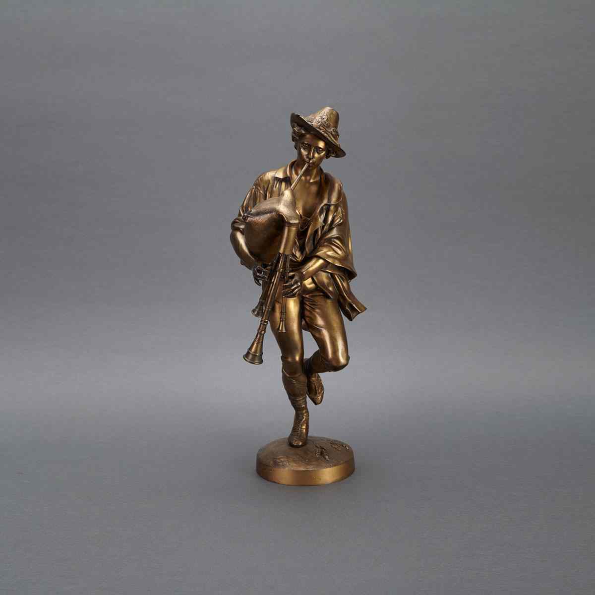 Appraisal: Celestin-Anatole Calmels French - gilt bronze figure of a young