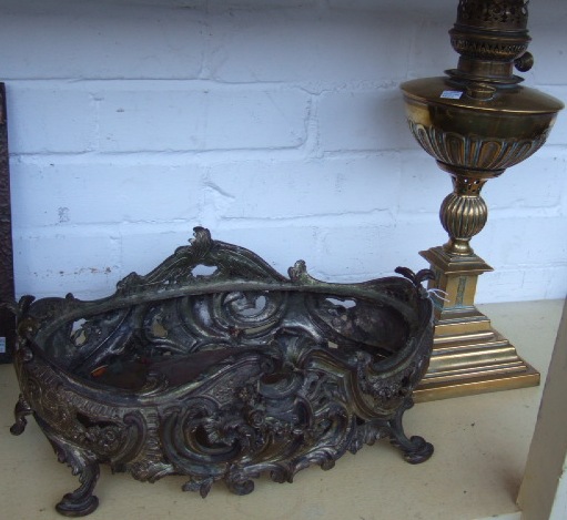 Appraisal: A gilt metal oval jardinare in the rococo style cm