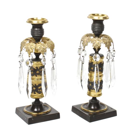 Appraisal: Sale Lot A Pair of Empire Gilt Bronze Candlesticks th