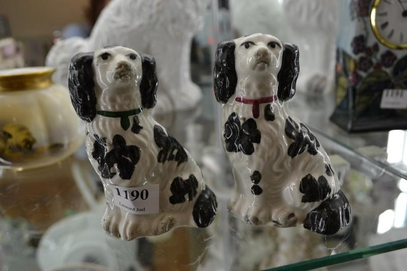 Appraisal: SMALL PAIR STAFFORDSHIRE POTTERY SPANIELS