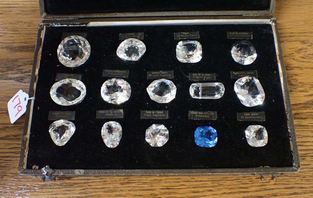 Appraisal: JEWELERS DISPLAY OF FOURTEEN HISTORIC DIAMONDS IN PASTE including Grand