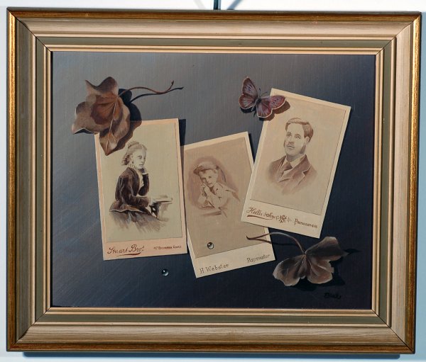 Appraisal: Realistic still life of three carte de visite photographs with