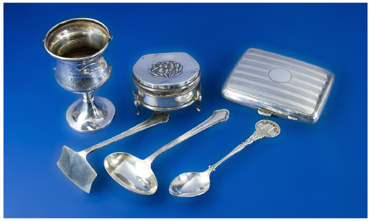 Appraisal: Small Collection Of Silver Items Comprising Silver Spoon And Pusher