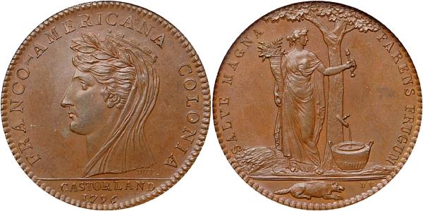 Appraisal: Castorland Medal Copper Restrike Original Dies Reeded Edge MS Brown