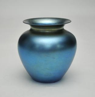 Appraisal: Durand Blue Art Glass Globular Vase Durand blue art glass