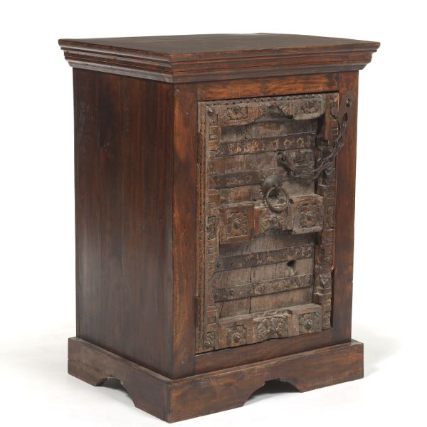 Appraisal: ANTIQUE WOOD CABINET WITH HIGHLY CARVED ANTIQUE DOOR x x