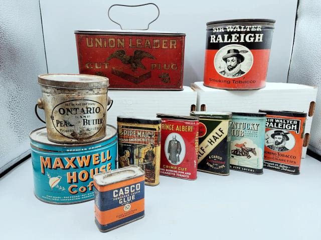 Appraisal: Includes ten vintage kitchen and tobacco tins including Maxwell House