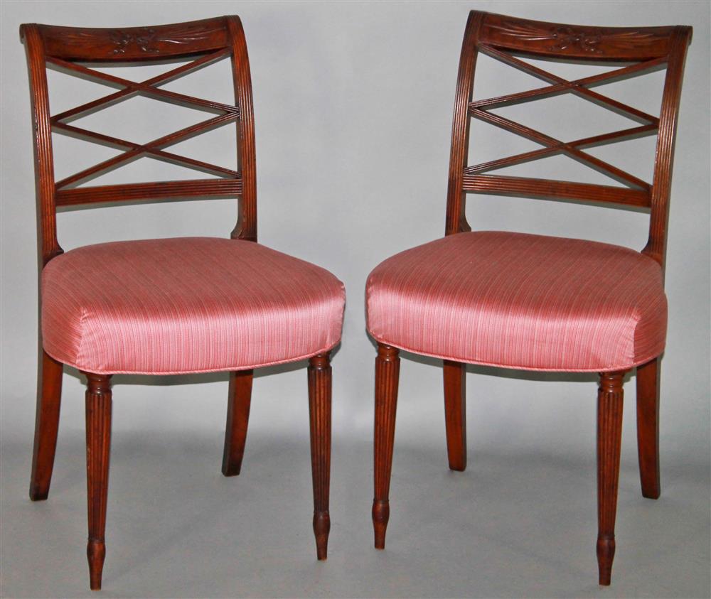 Appraisal: PAIR OF FEDERAL CARVED MAHOGANY SIDE CHAIRS SCHOOL OF DUNCAN