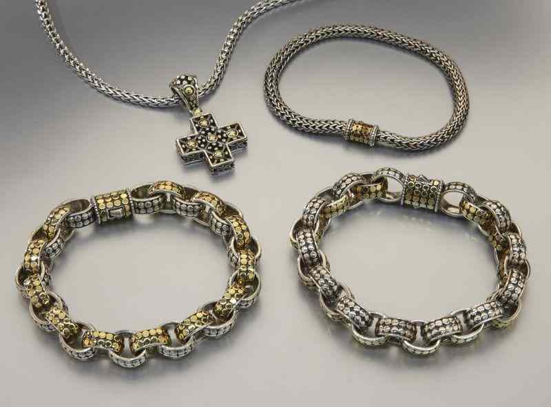 Appraisal: Pcs John Hardy K gold and sterling silverjewelry in the