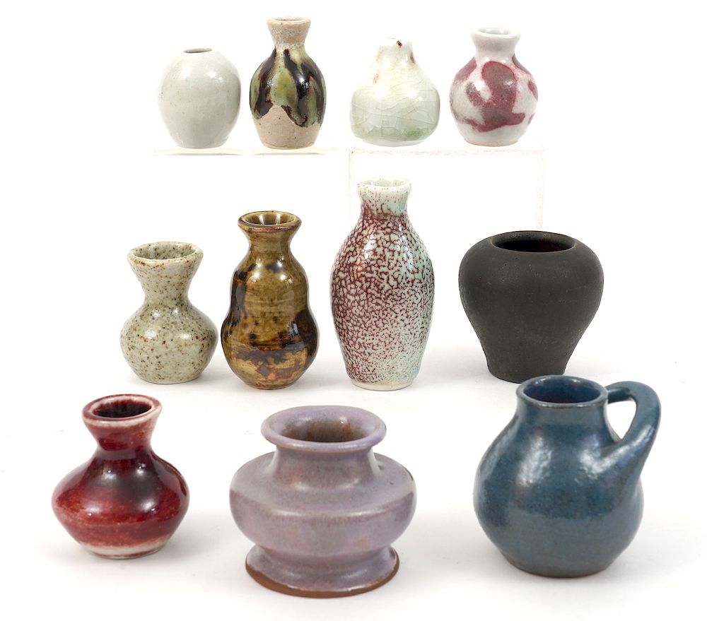 Appraisal: Miniature Vases by Ernst Alma Lorenzen different seams vases by