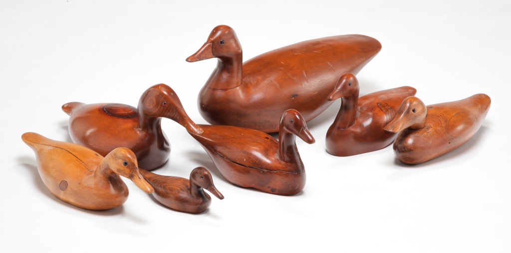 Appraisal: SEVEN AMERICAN DUCK CARVINGS Second half th century Varnished surfaces