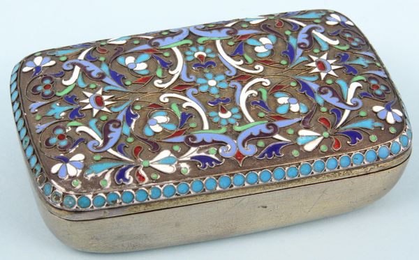 Appraisal: Circa - Russian silver cloisonne enamel box troy oz h