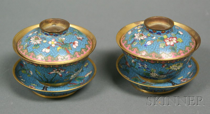 Appraisal: Pair of Covered Cups with Stand China th th century