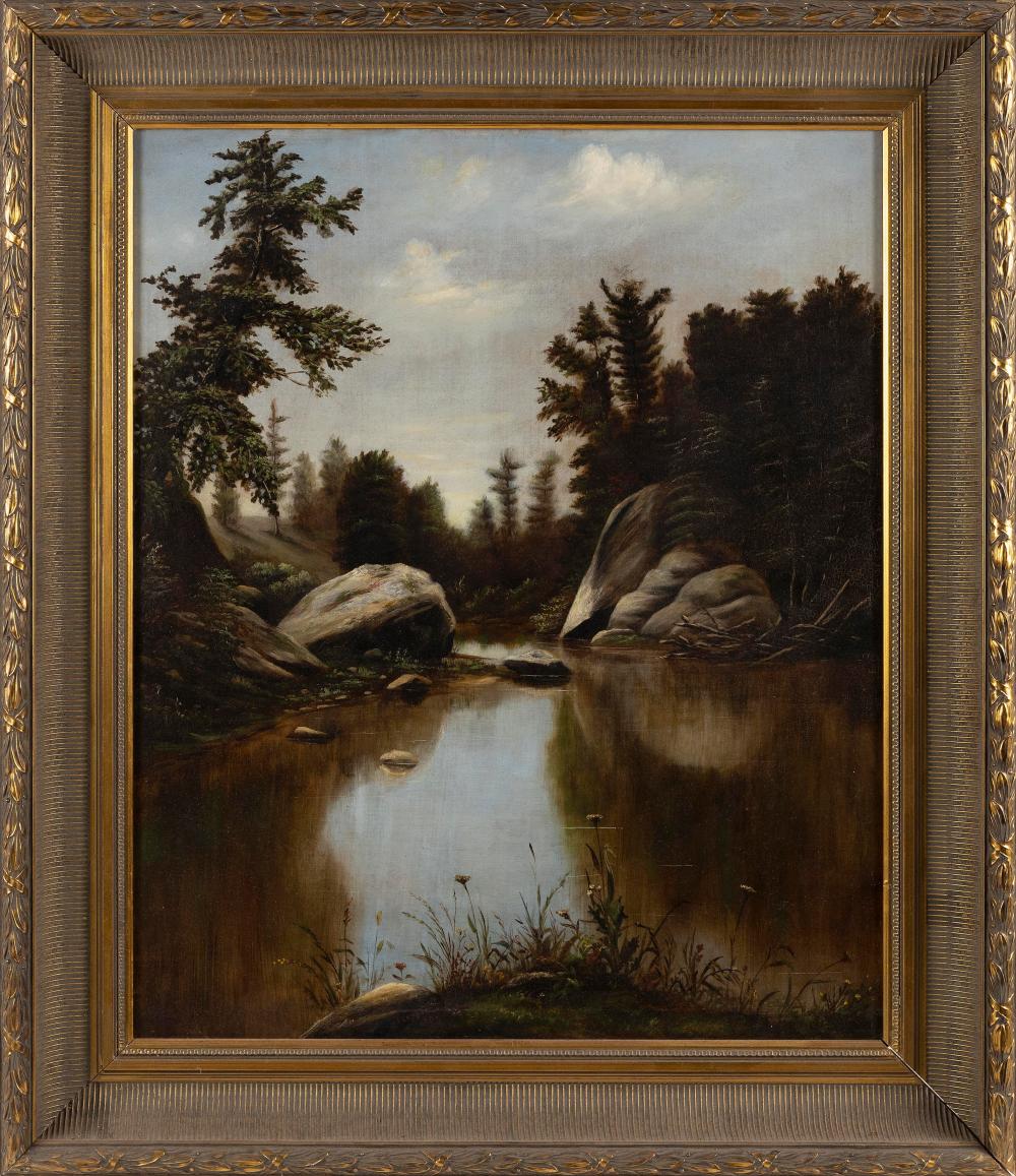 Appraisal: AMERICAN SCHOOL EARLY TH CENTURY REFLECTIONS ON A STREAM OIL