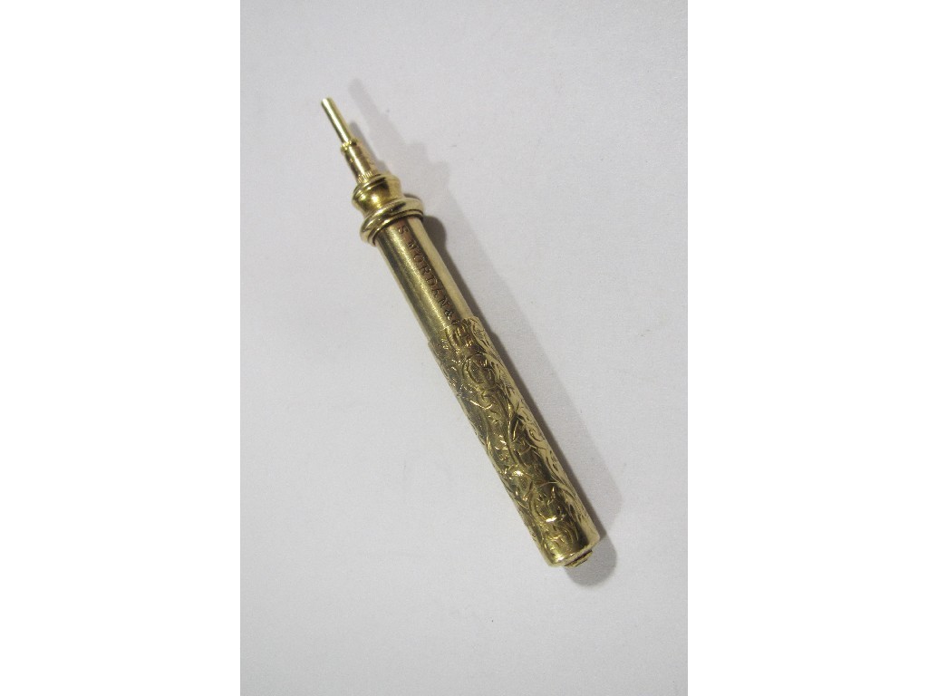 Appraisal: Victorian engraved yellow metal pencil