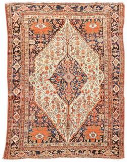 Appraisal: Ivory Field Sennah Rug early to mid- th century cobalt