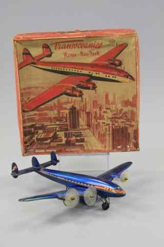 Appraisal: BOXED INGAP TRANSOCEANIC JET Italy lithographed tin blue jet with