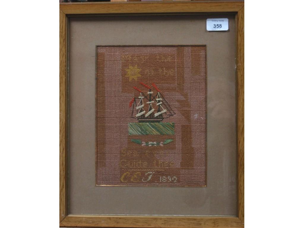 Appraisal: An interesting pictorial sampler worked by C E Jay dated