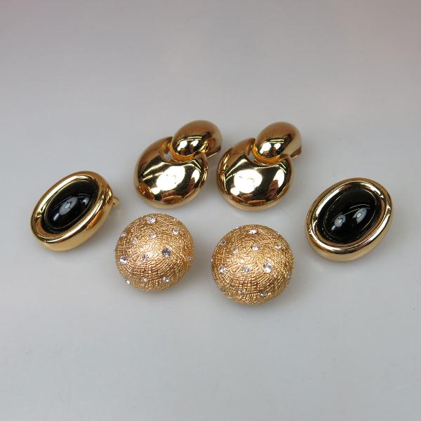 Appraisal: Pairs Of Christian Dior Gold Tone Metal Clip-Back Earrings including