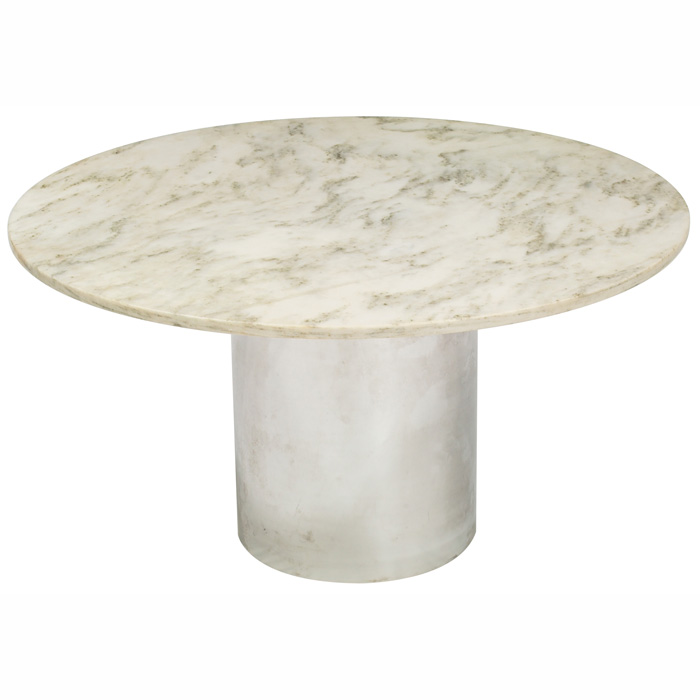 Appraisal: Directional dining table round white Italian marble top supported by