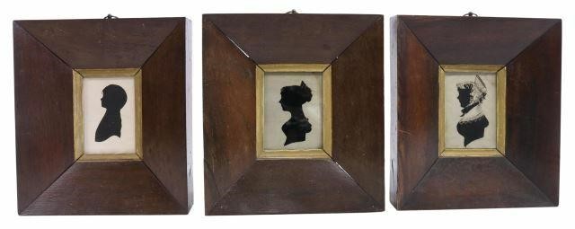 Appraisal: lot of Framed portrait silhouettes th c including reverse painting