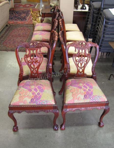 Appraisal: A set of ten Chippendale style Indonesian mahogany dining chairs