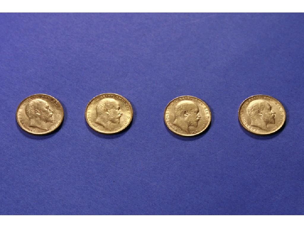 Appraisal: AN EDWARD VII GOLD SOVEREIGN two dated and another