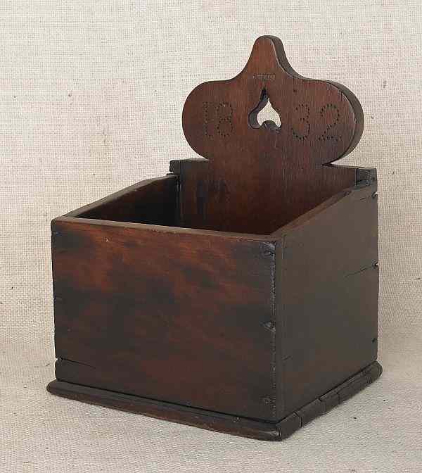 Appraisal: Berks County Pennsylvania walnut and cherry hanging salt box dated